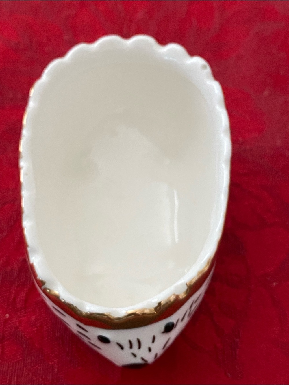 Hedgehog Jewelry Trinket Bowl Ceramic White & Gold - Decorative Dish - Picture 6 of 7